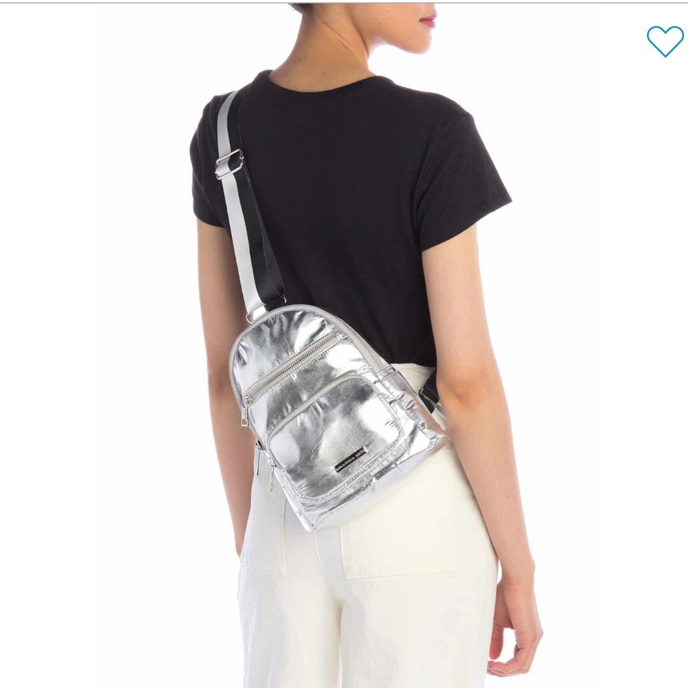 Madden Girl Nylon Sling Bag Metallic Silver